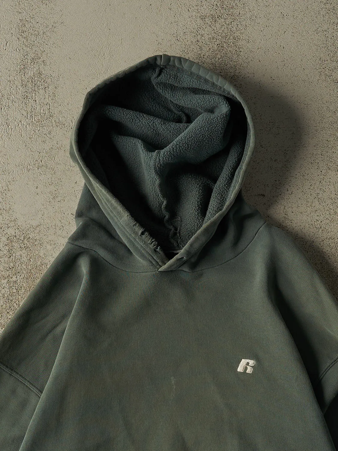 Vintage Y2K Green Russell Athletic Embroidered Hoodie (XL) sold by Rebalance Vintage product image thumbnail 2