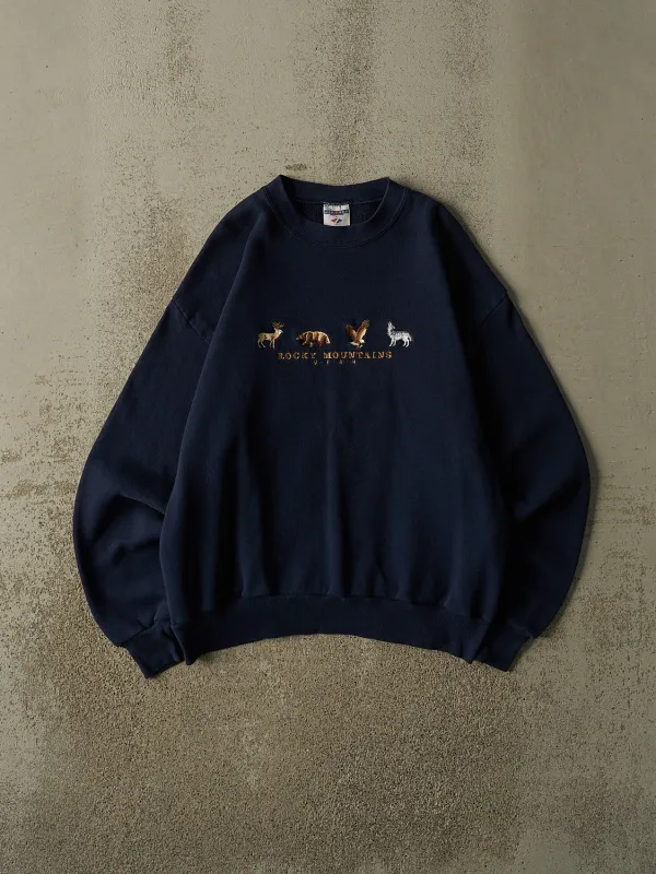 Vintage 90s Navy Blue Utah Rocky Mountains Crewneck (M) made by Rebalance Vintage