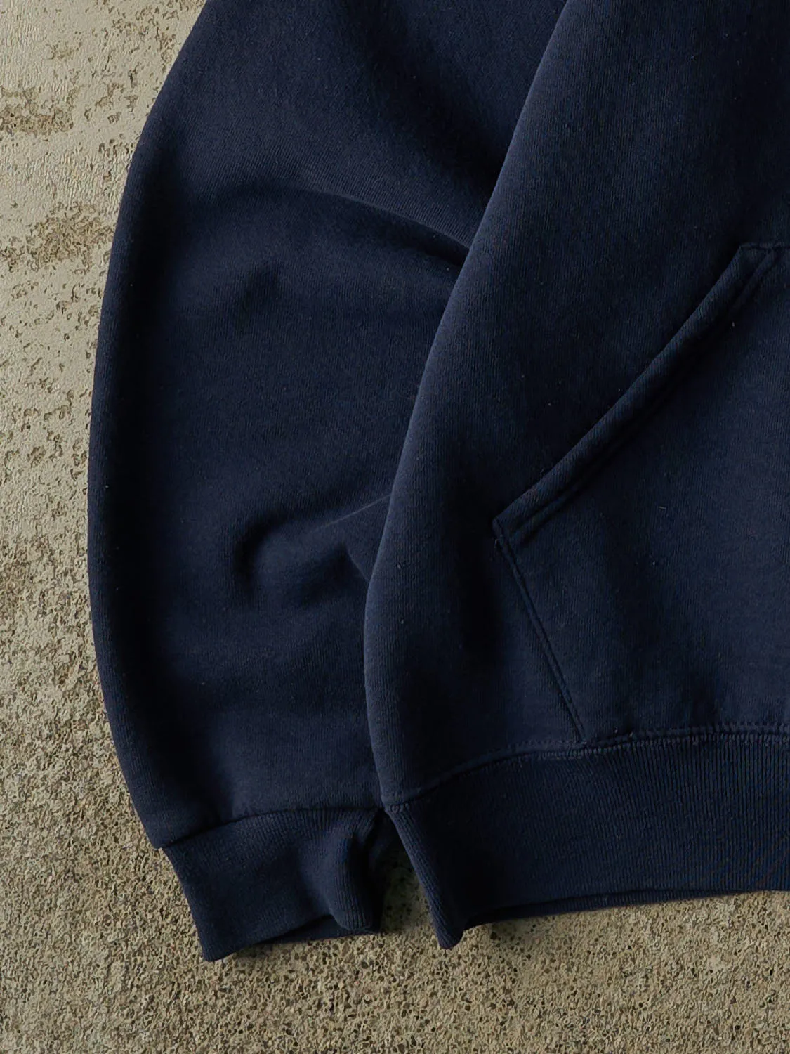 Vintage 90s Navy Blue Russell Athletic Blank Hoodie (M/L) sold by Rebalance Vintage product image thumbnail 4