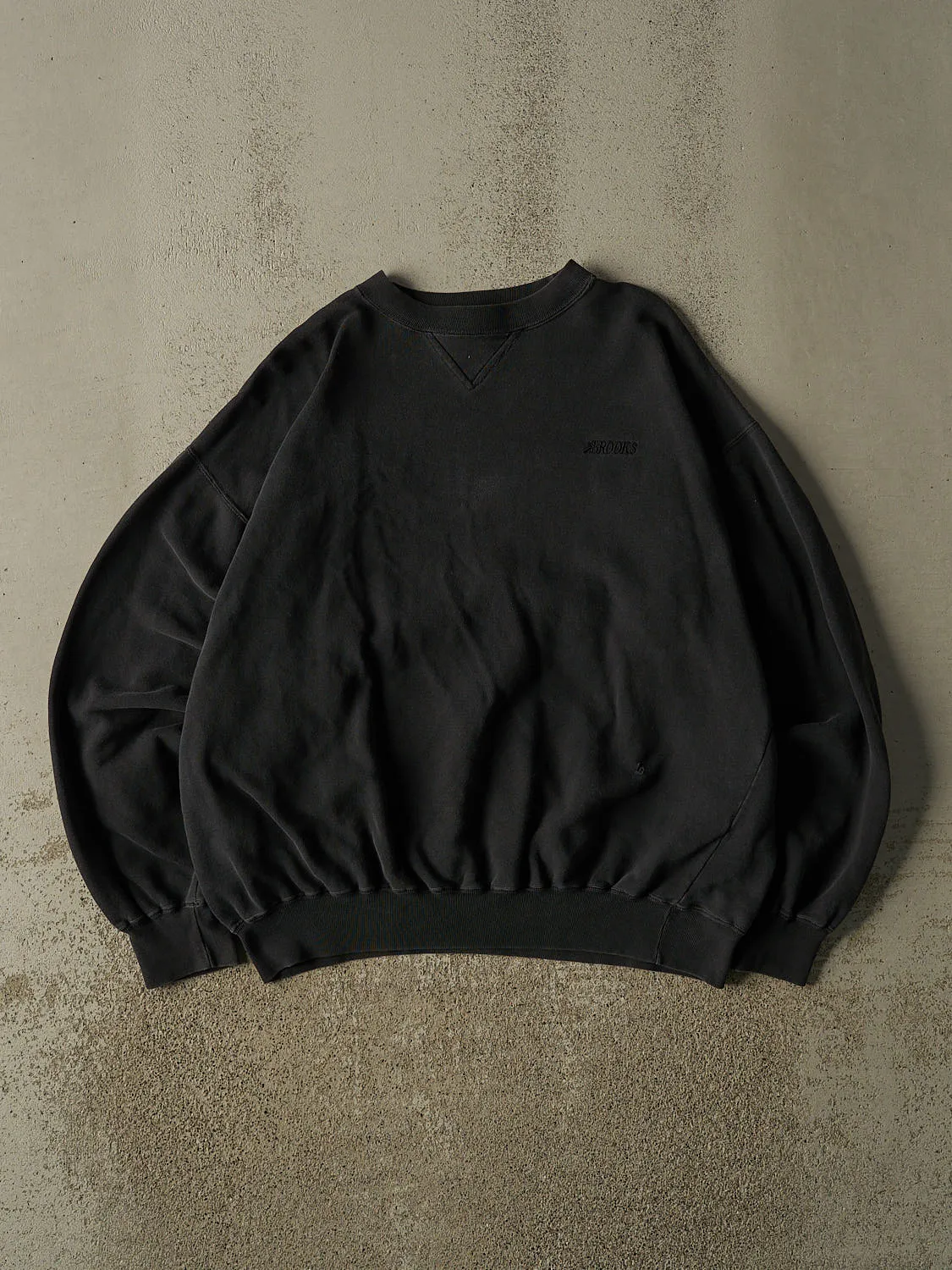 Vintage 90s Faded Black Brooks Embroidered Crewneck (XL) sold by Rebalance Vintage