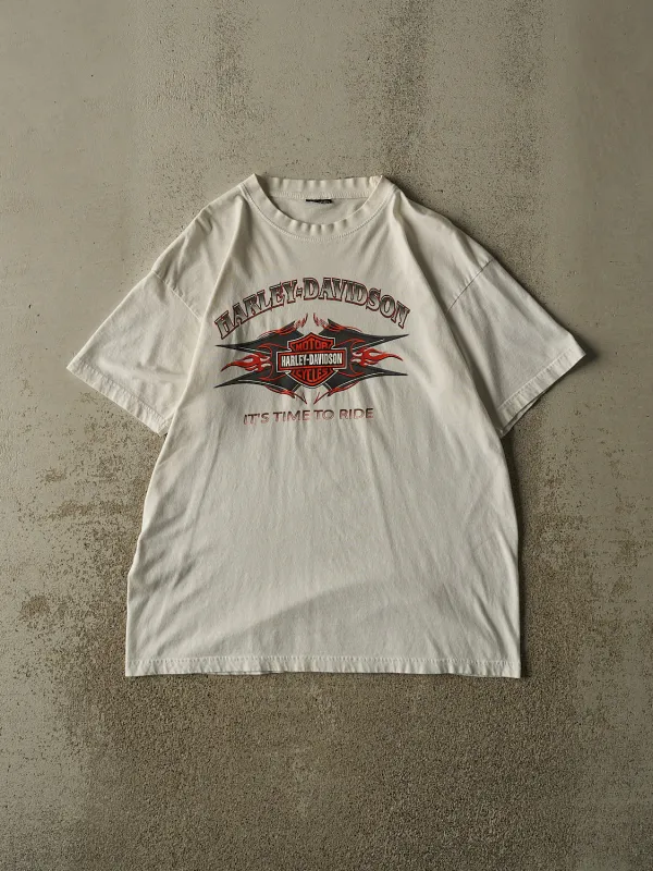 Vintage 90s White Harley Davidson "It's Time To Ride" Tee (L) made by Rebalance Vintage