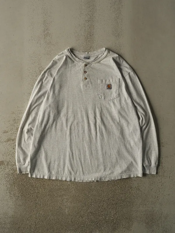 Vintage 90s Heather Grey Carhartt Quarter Button Pocket Long Sleeve (XXL) made by Rebalance Vintage