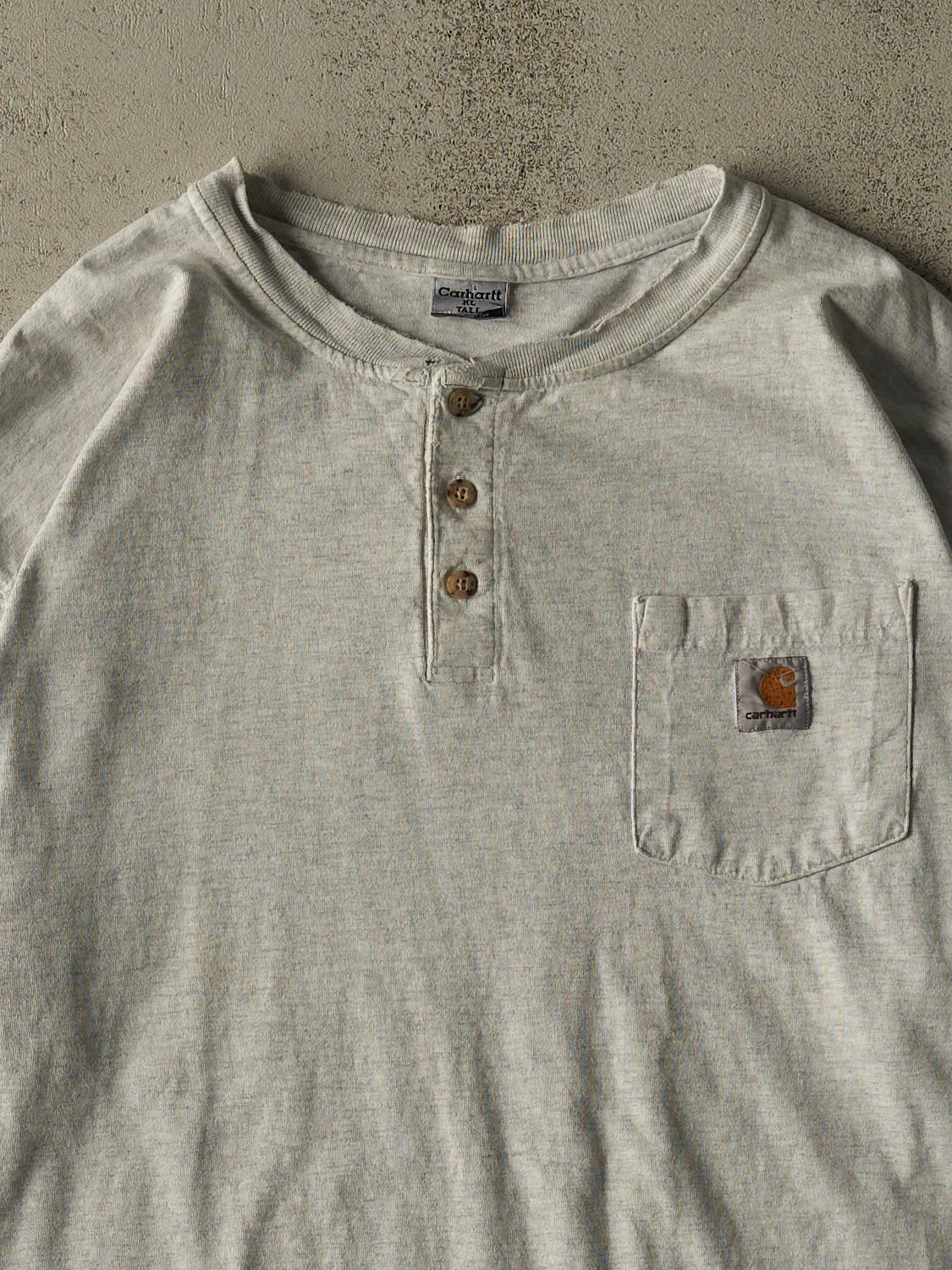 Vintage 90s Heather Grey Carhartt Quarter Button Pocket Long Sleeve (XXL) sold by Rebalance Vintage product image thumbnail 2