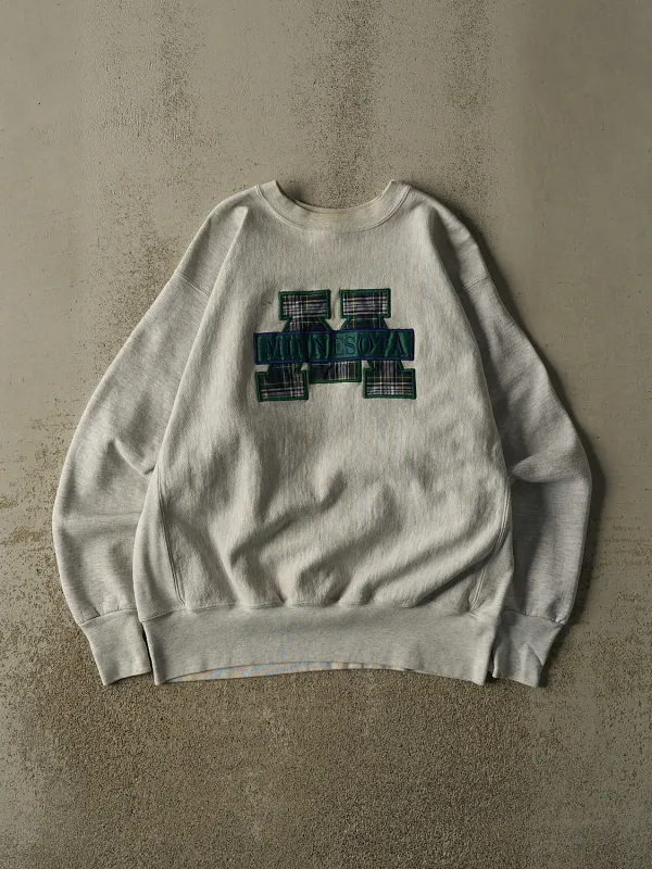 Vintage 80s Heather Grey Minnesota Crewneck (XL) made by Rebalance Vintage