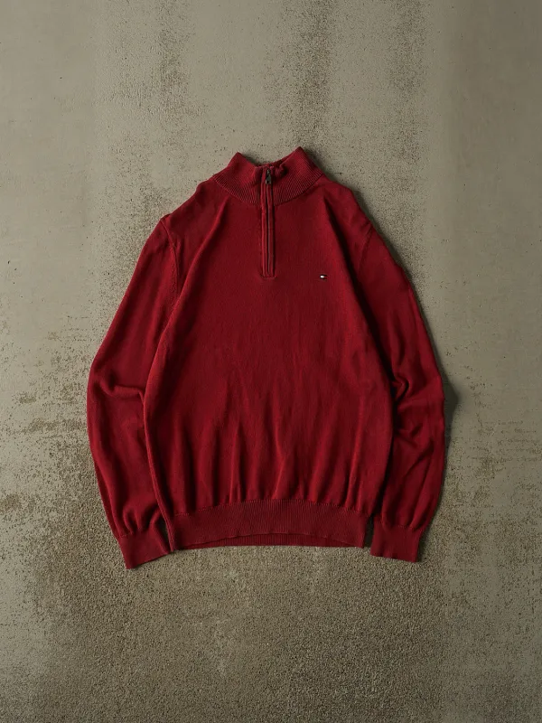 Vintage Y2K Red Tommy Hilfiger Quarter Zip Knit (XS/S) made by Rebalance Vintage