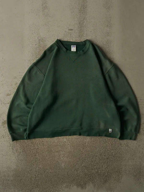 Vintage Y2K Sun Faded Green Russell Athletic Blank Crewneck (M/L) made by Rebalance Vintage
