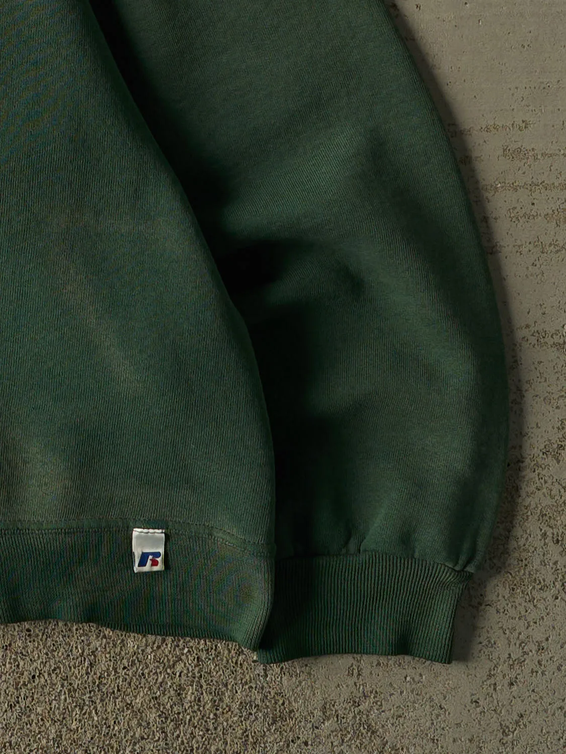 Vintage Y2K Sun Faded Green Russell Athletic Blank Crewneck (M/L) sold by Rebalance Vintage product image thumbnail 4