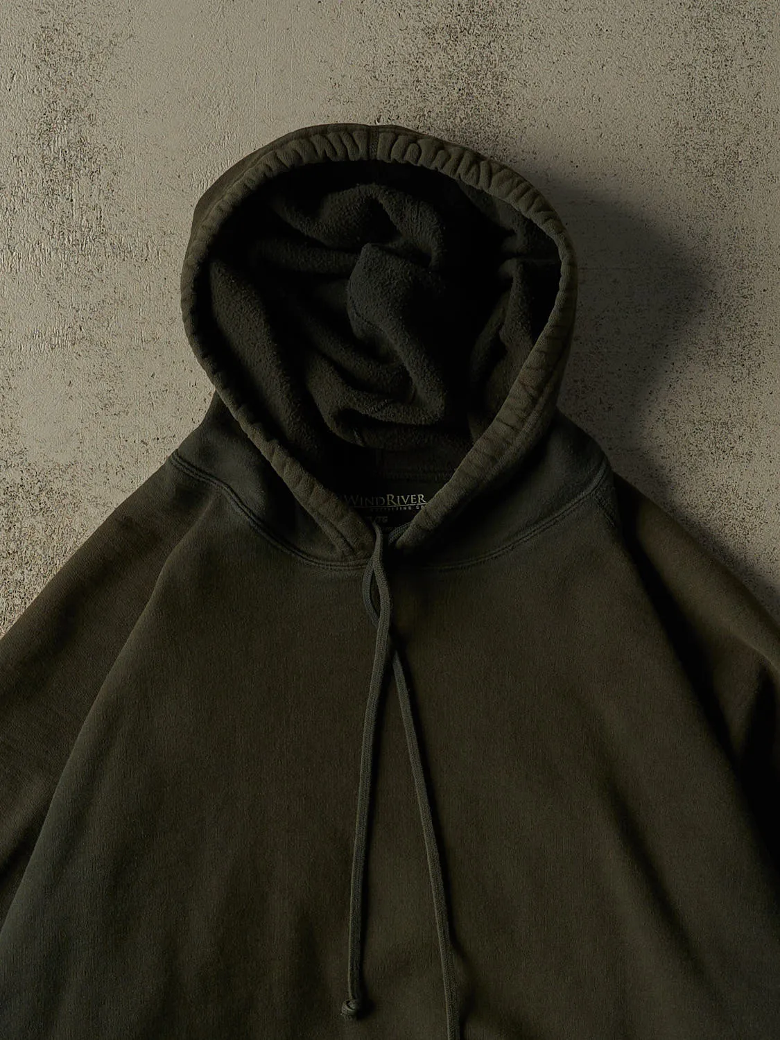 Vintage Y2K Sun Faded Green Wind River Blank Hoodie (XXL) sold by Rebalance Vintage product image thumbnail 2
