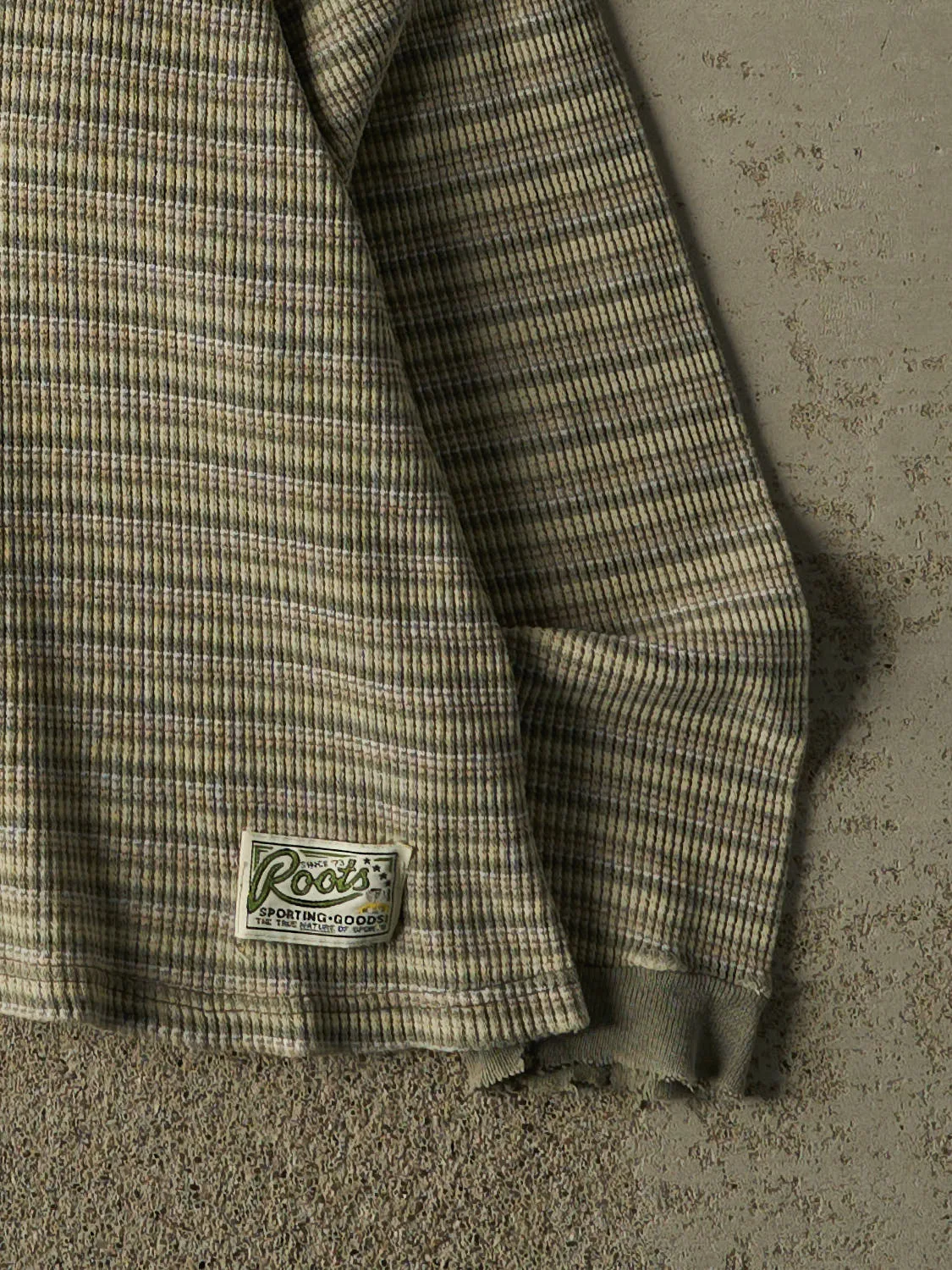 Vintage 90s Green Roots Thermal Long Sleeve (S/M) sold by Rebalance Vintage product image thumbnail 4