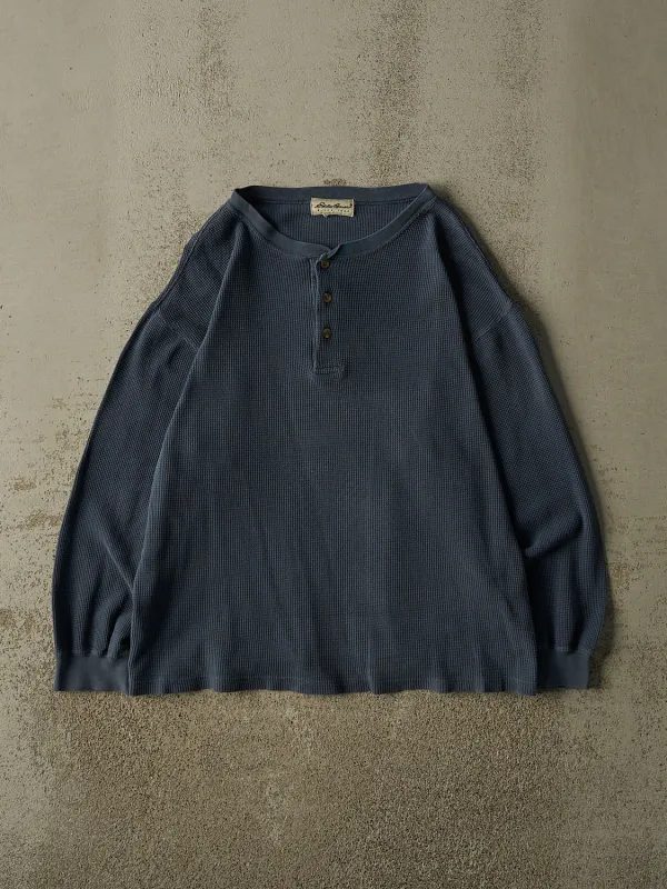 Vintage 90s Blue Eddie Bauer Quarter Button Thermal Long Sleeve (L/XL) made by Rebalance Vintage