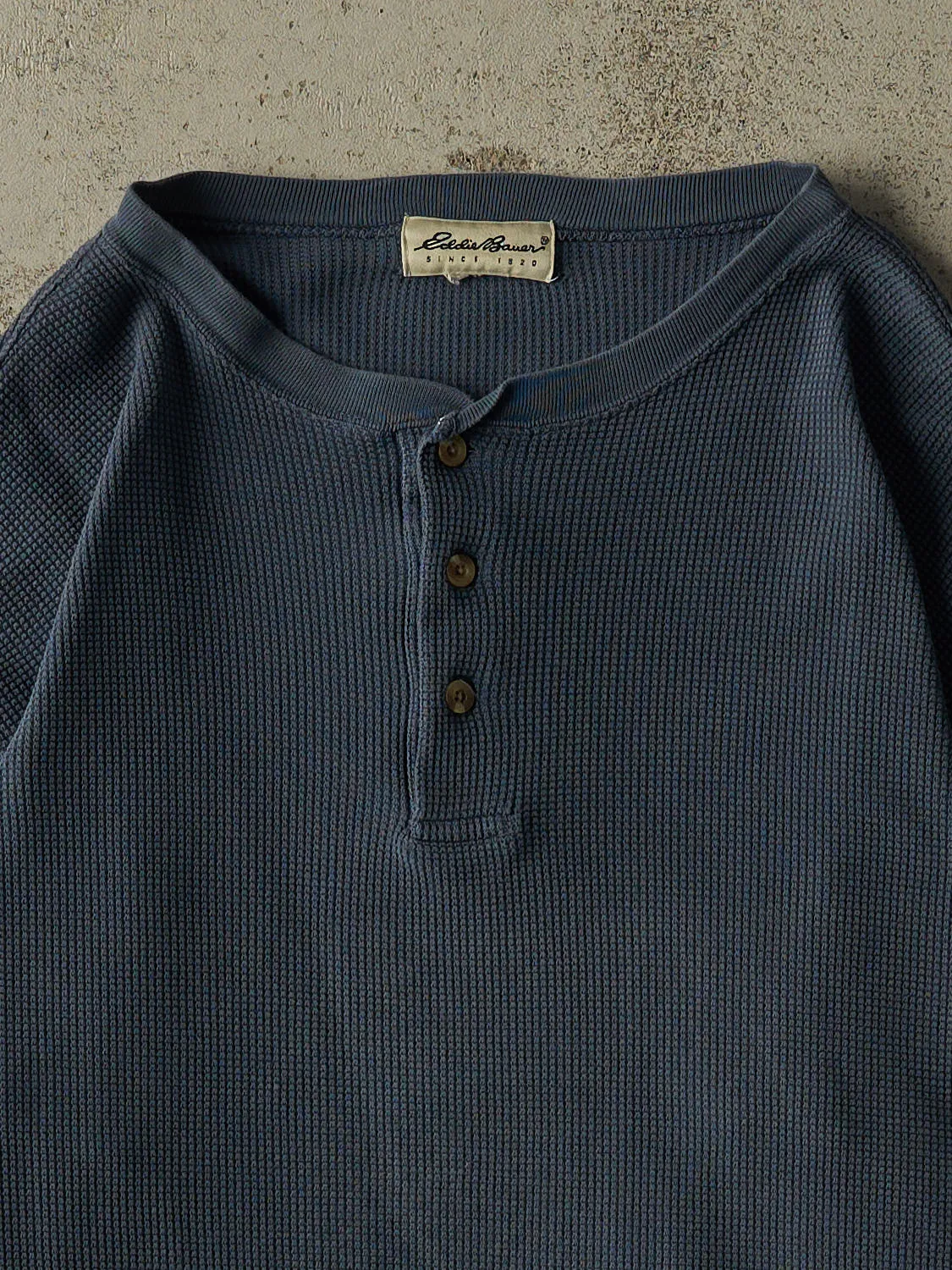 Vintage 90s Blue Eddie Bauer Quarter Button Thermal Long Sleeve (L/XL) sold by Rebalance Vintage product image thumbnail 3