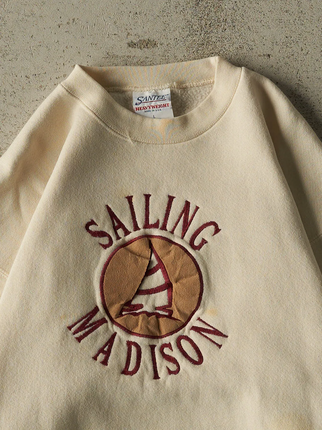 Vintage 90s Beige Madison Sailing Embroidered Crewneck (M/L) sold by Rebalance Vintage product image thumbnail 2