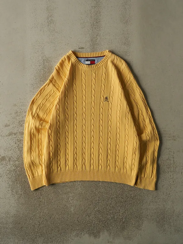 Vintage 90s Yellow Tommy Hilfiger Cable Knit (L) made by Rebalance Vintage