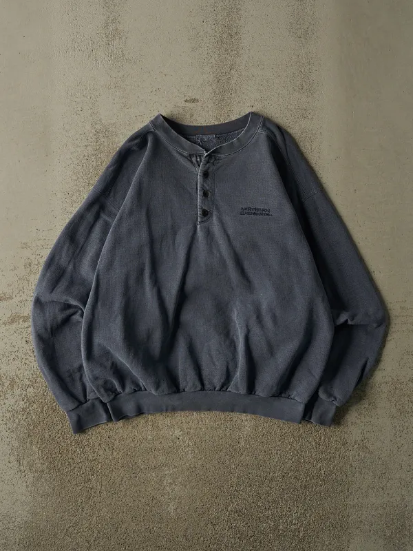 Vintage 90s Washed Blue Northern Elements Quarter Button Crewneck (L) made by Rebalance Vintage