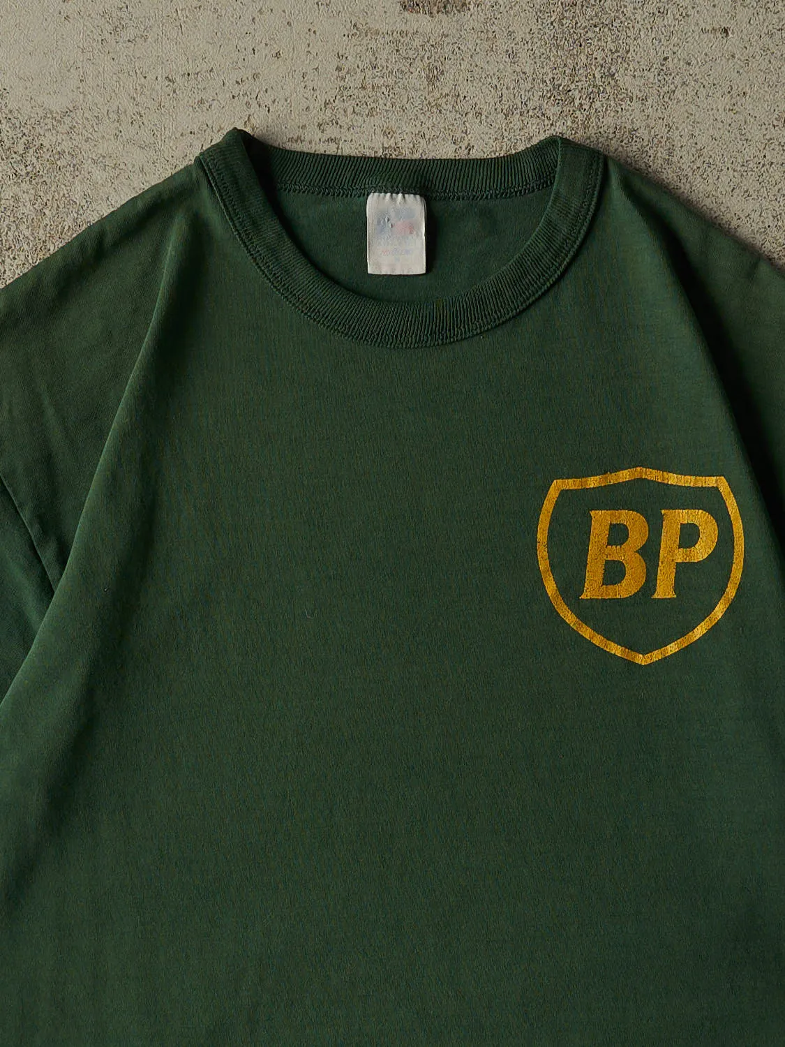 Vintage 80s Faded Green BP Logo Tee (M) sold by Rebalance Vintage product image thumbnail 2
