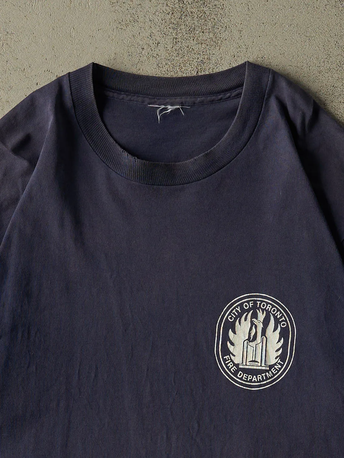 Vintage 90s Faded Navy City of Toronto Fire Dept Single Stitch Tee (XL) sold by Rebalance Vintage product image thumbnail 2
