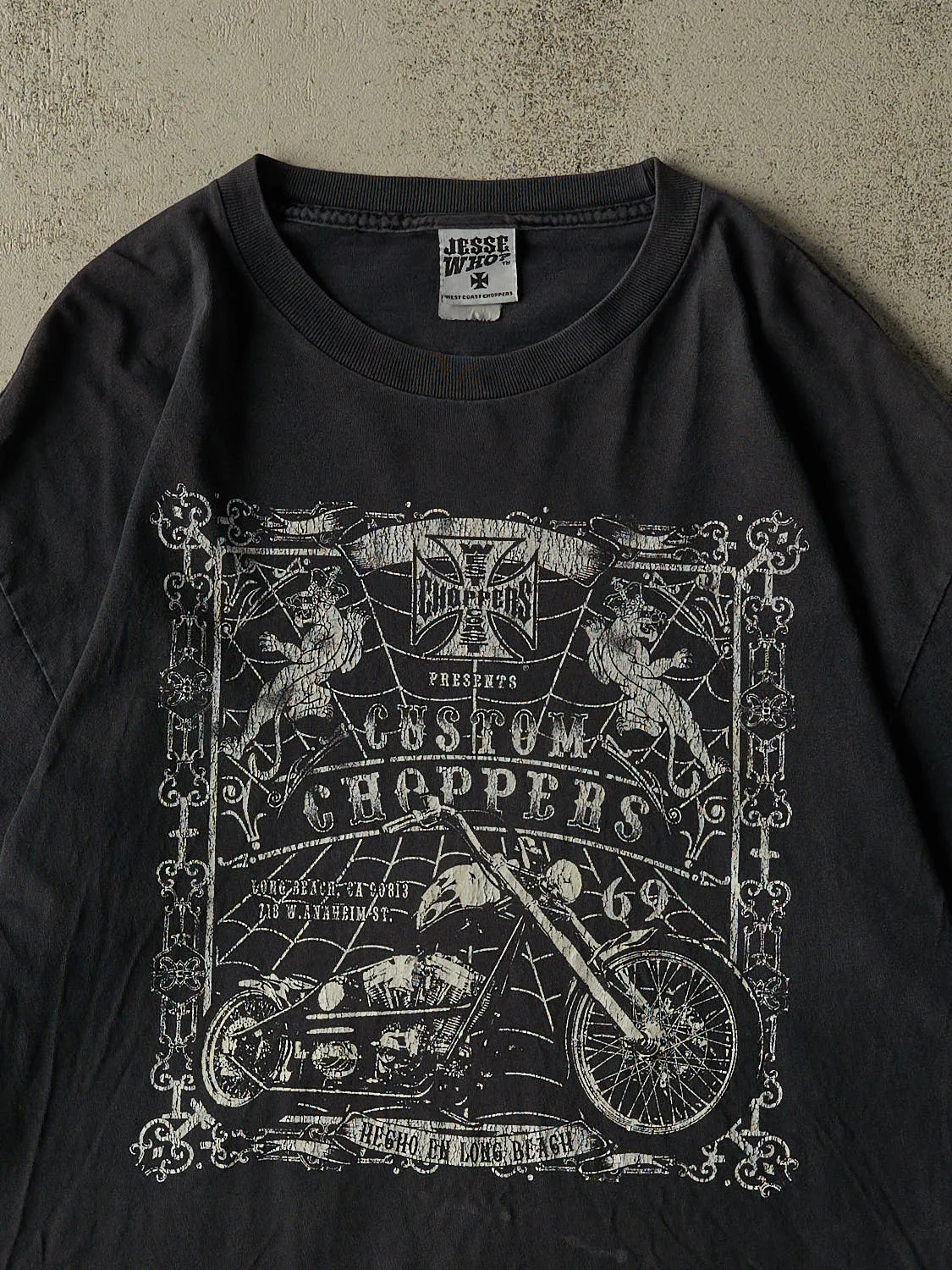 Vintage 90s Faded Black West Coast Choppers Logo Tee (XL) sold by Rebalance Vintage product image thumbnail 3