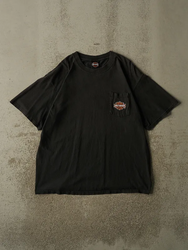 Vintage 90s Black Harley Davidson Toronto Embroidered Pocket Tee (XL) made by Rebalance Vintage