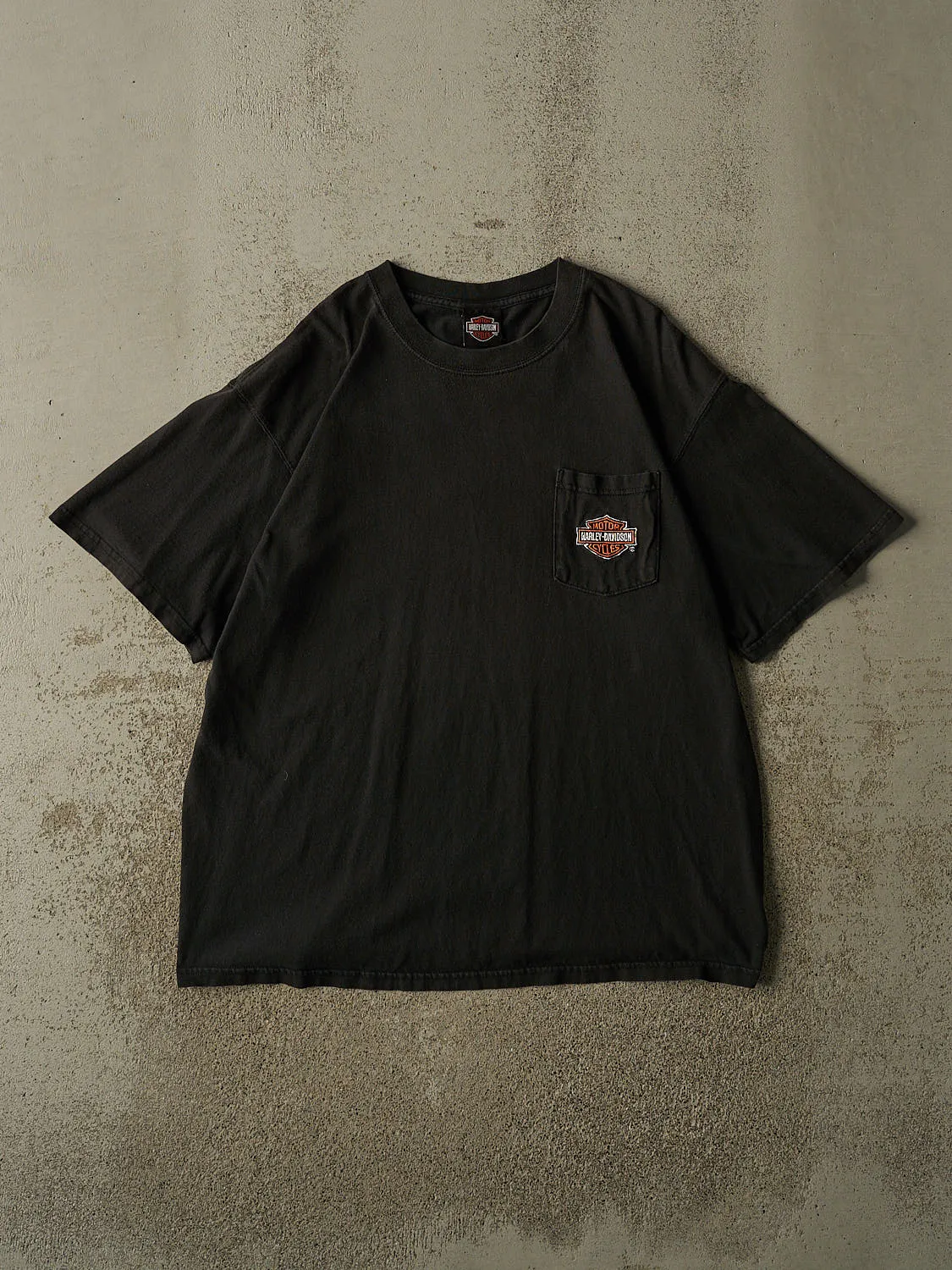 Vintage 90s Black Harley Davidson Toronto Embroidered Pocket Tee (XL) sold by Rebalance Vintage