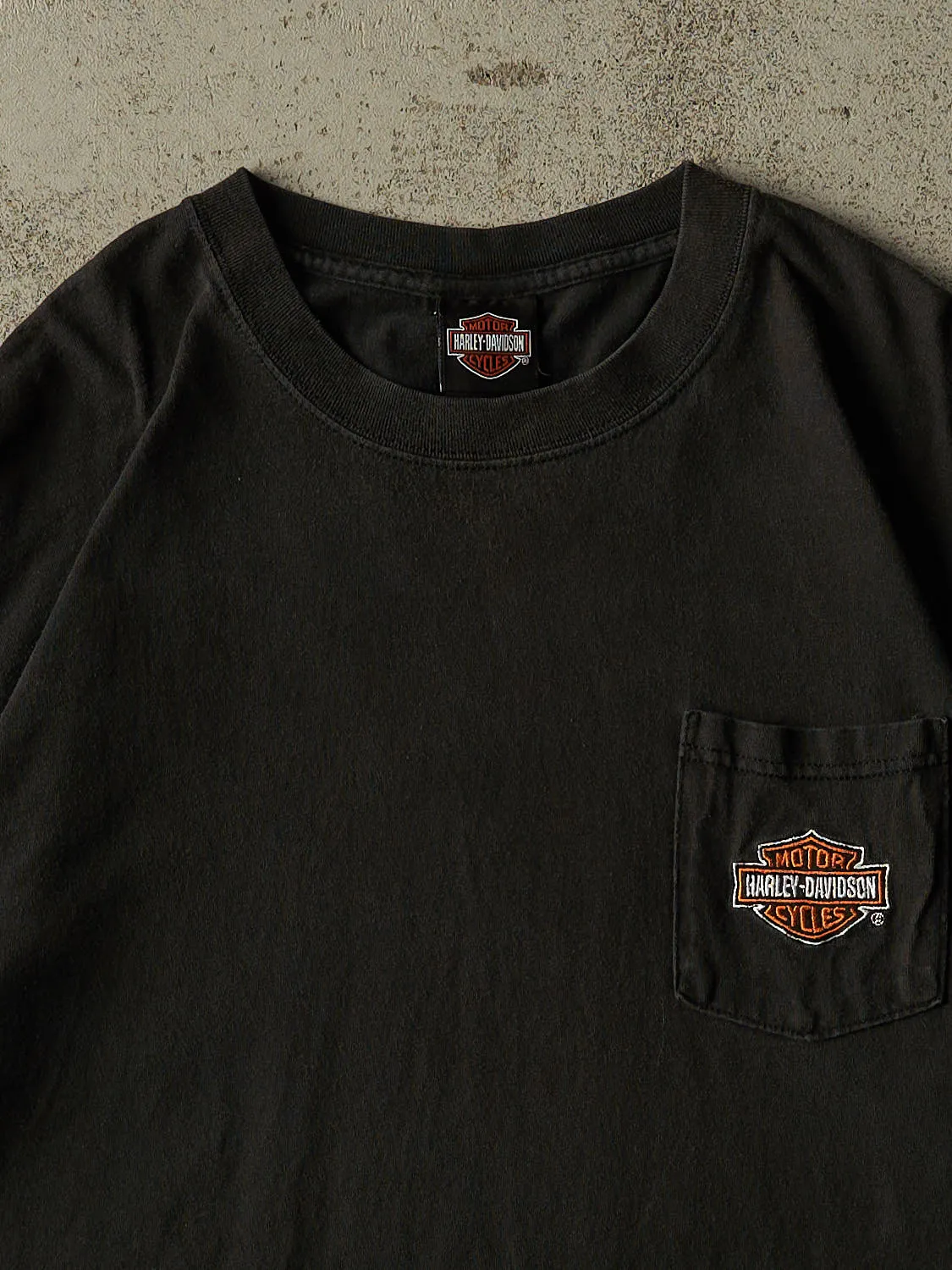 Vintage 90s Black Harley Davidson Toronto Embroidered Pocket Tee (XL) sold by Rebalance Vintage product image thumbnail 2