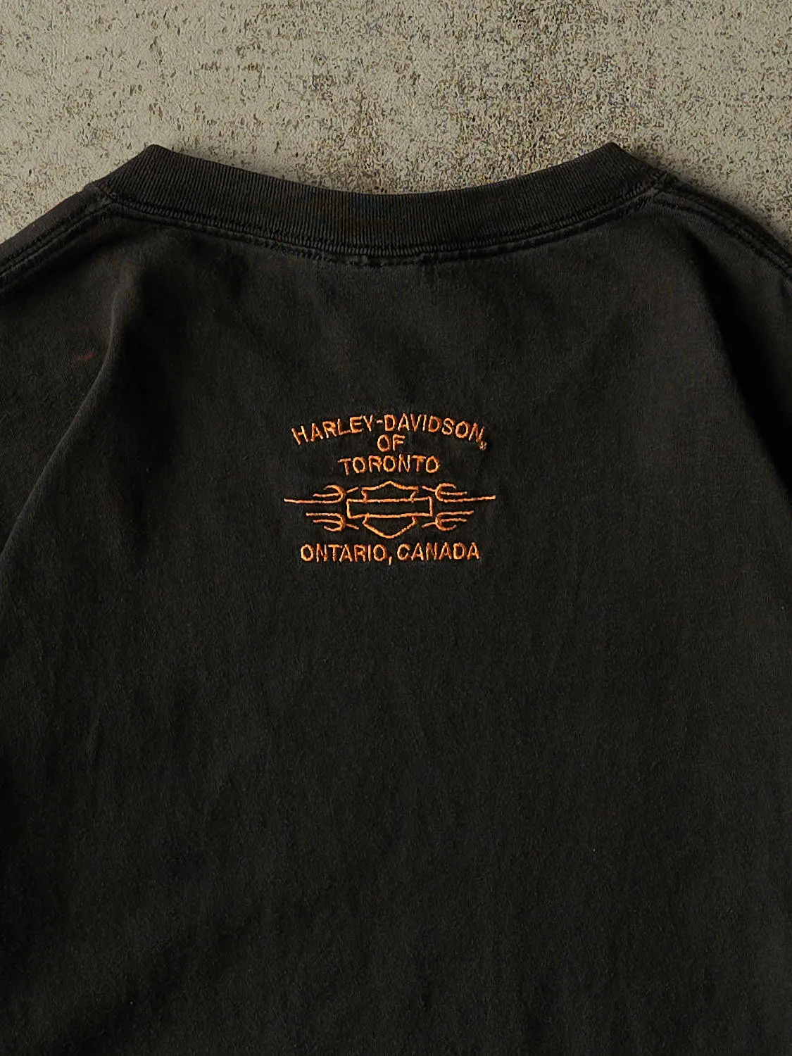 Vintage 90s Black Harley Davidson Toronto Embroidered Pocket Tee (XL) sold by Rebalance Vintage product image thumbnail 4