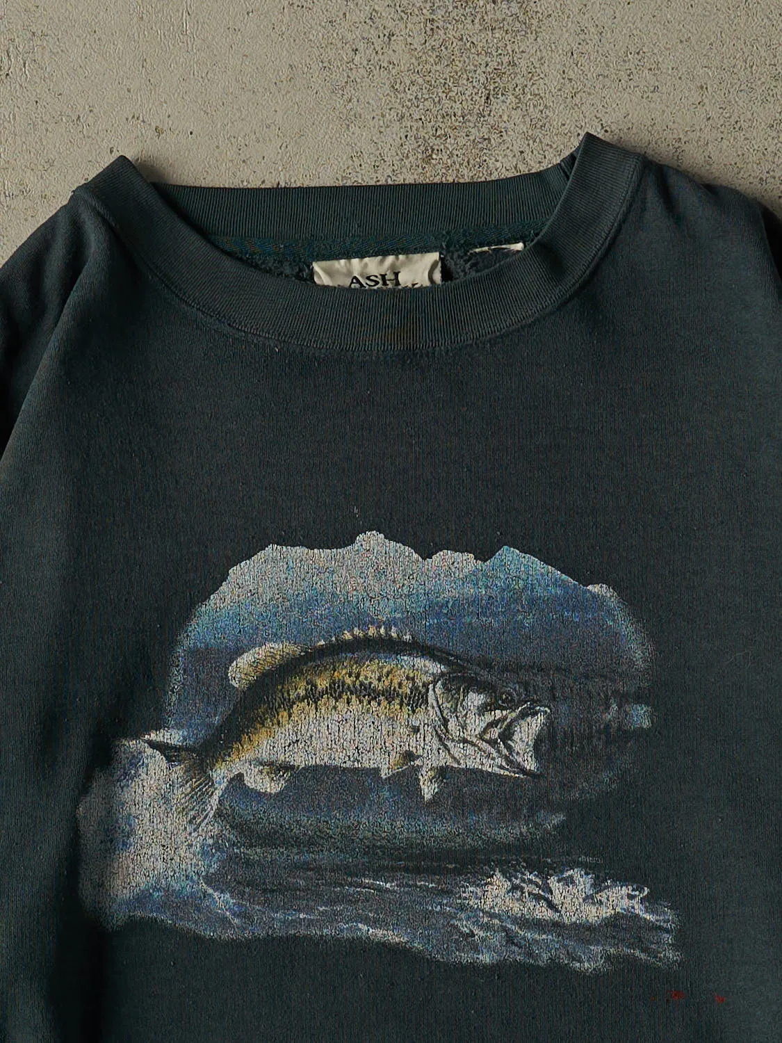 Vintage 90s Faded Green Fish Crewneck (XL/XXL) sold by Rebalance Vintage product image thumbnail 2