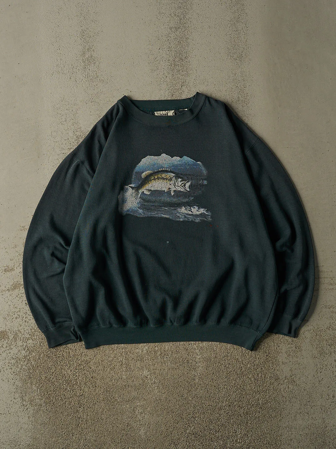Vintage 90s Faded Green Fish Crewneck (XL/XXL) sold by Rebalance Vintage