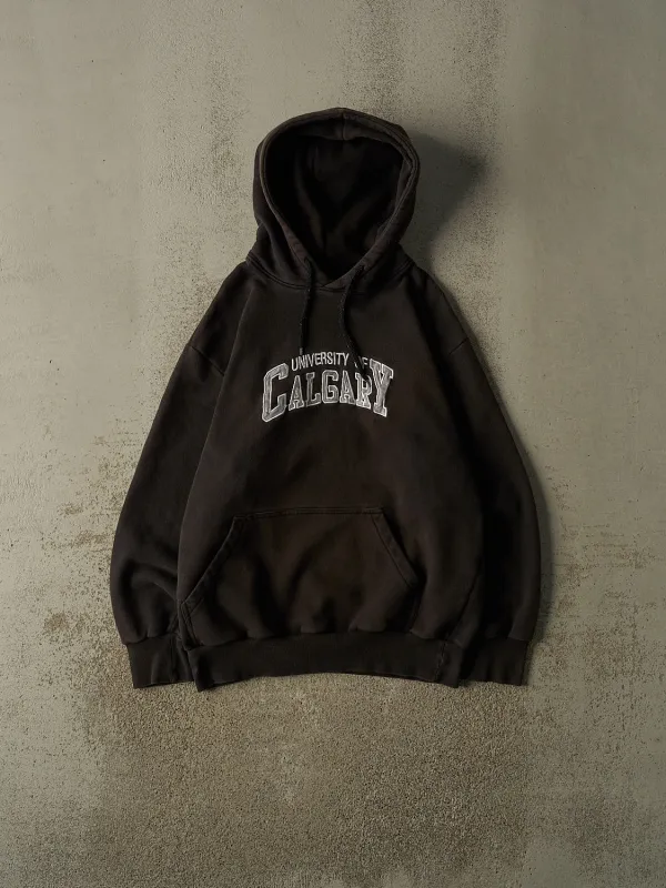 Vintage Y2K Faded Black University of Calgary Embroidered Hoodie (L/XL) made by Rebalance Vintage