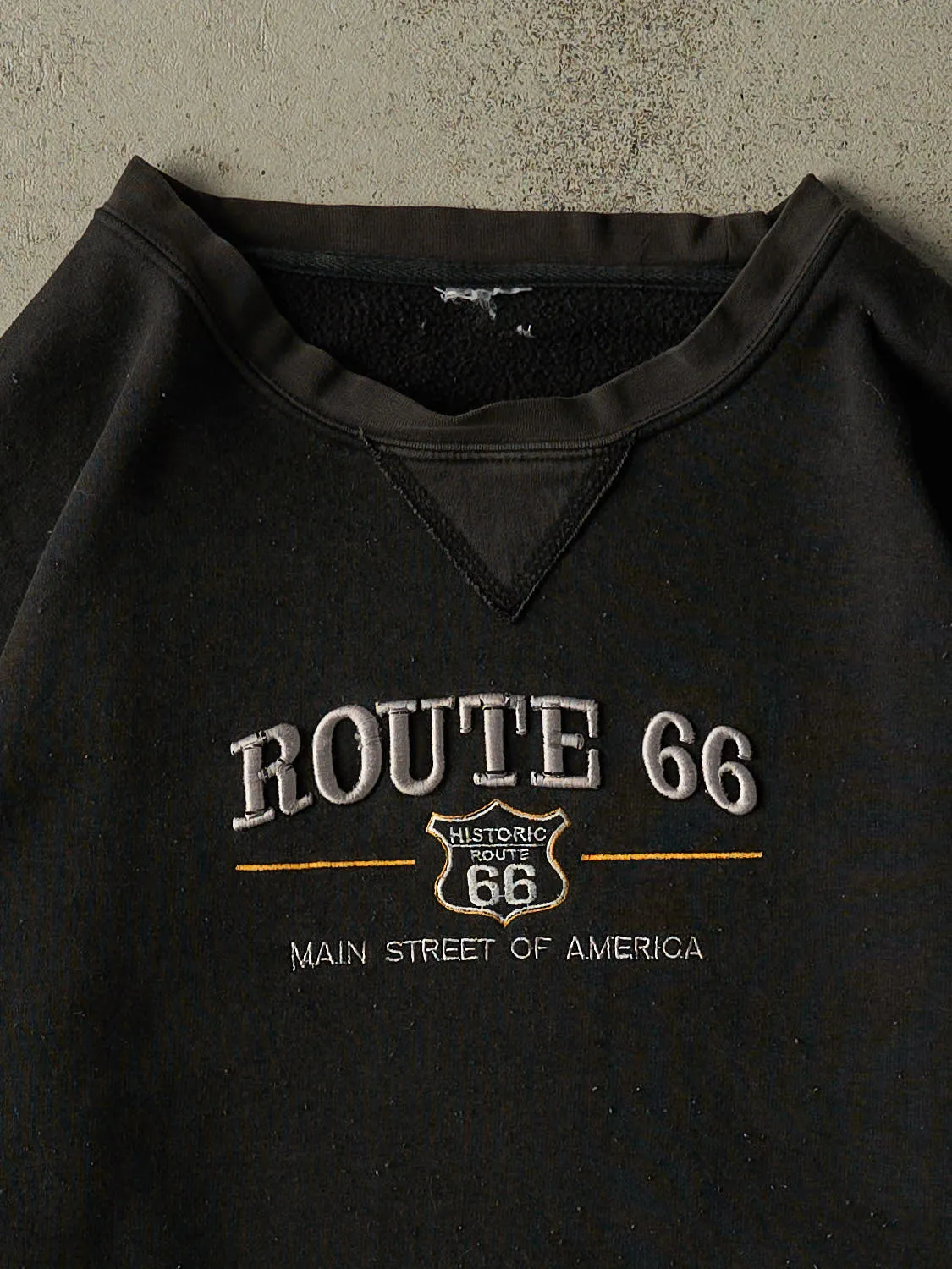 Vintage 90s Faded Black Route 66 Embroidered Crewneck (XL/XXL) sold by Rebalance Vintage product image thumbnail 2