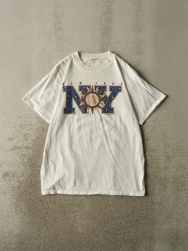 Vintage 90s White New York Tee (M/L) made by Rebalance Vintage