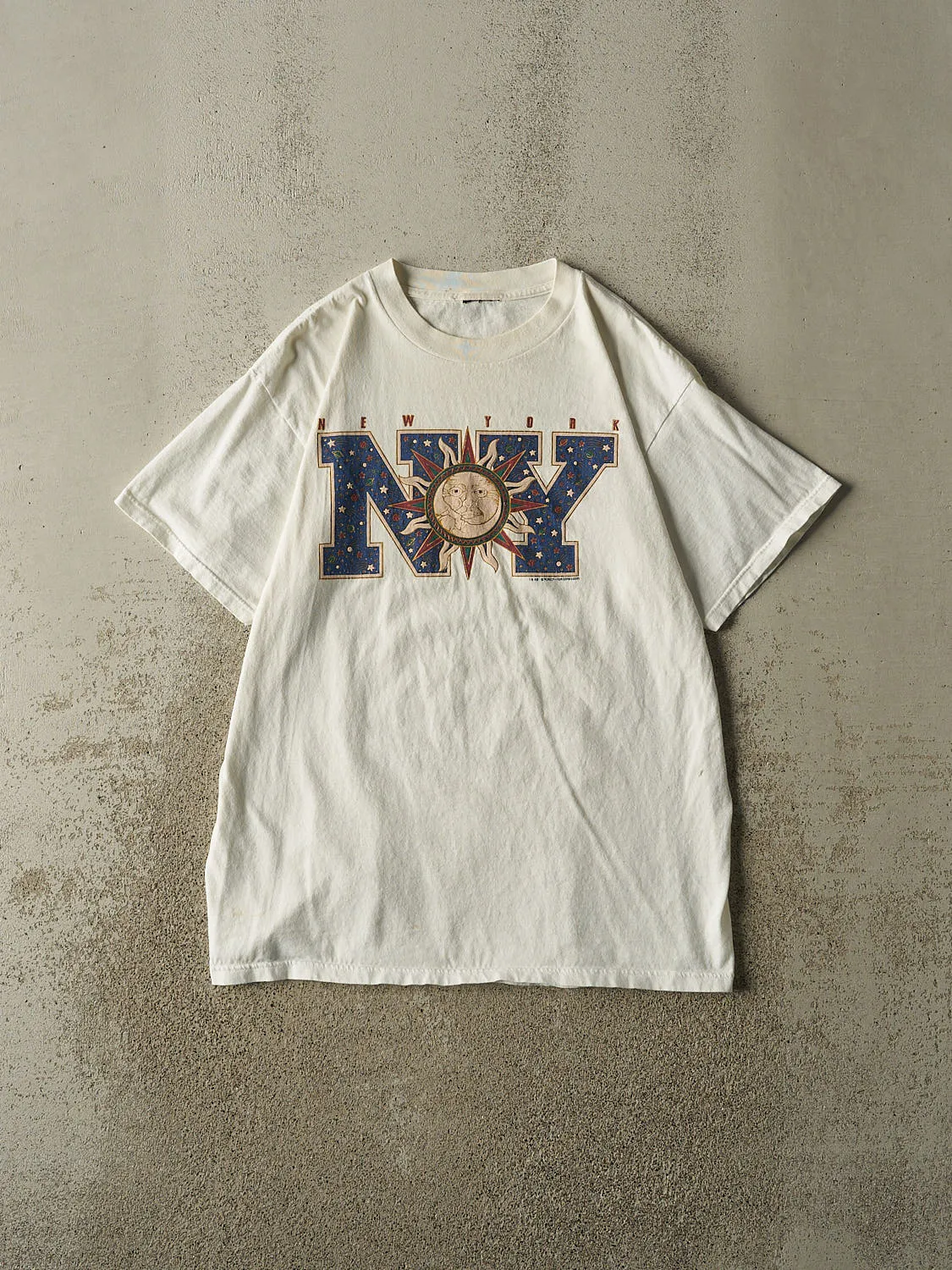 Vintage 90s White New York Tee (M/L) sold by Rebalance Vintage