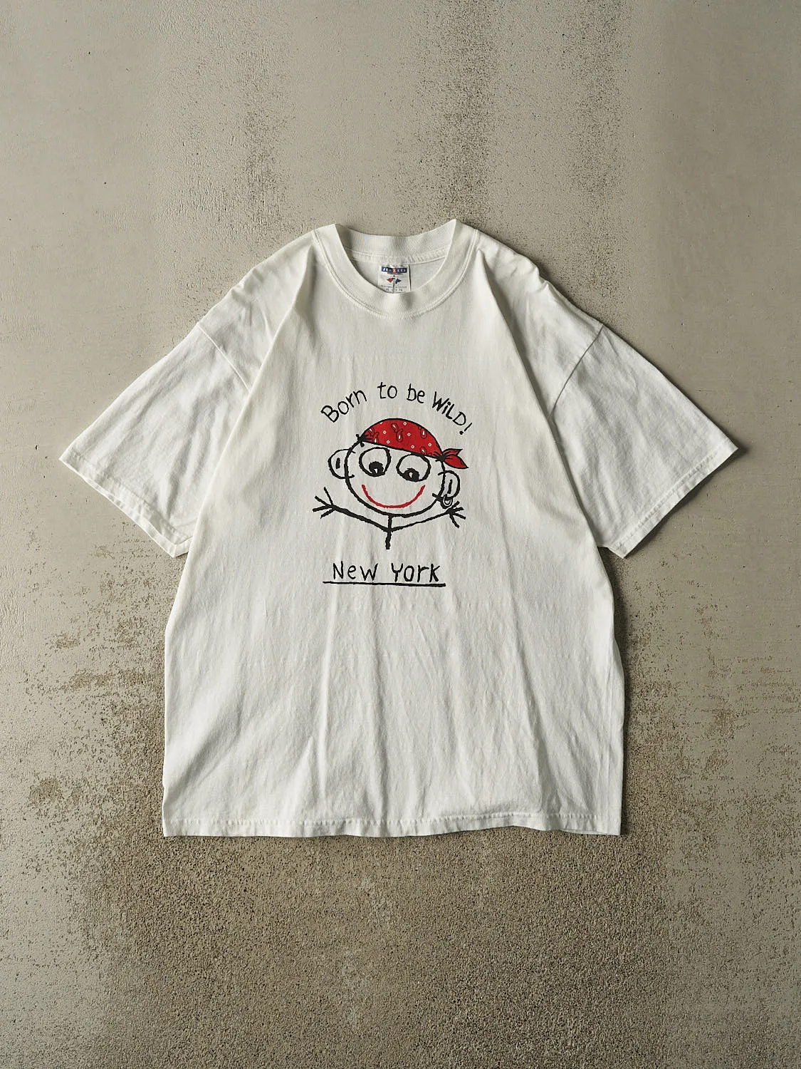 Vintage 90s White New York "Born To Be Wild" Tee (L/XL) sold by Rebalance Vintage