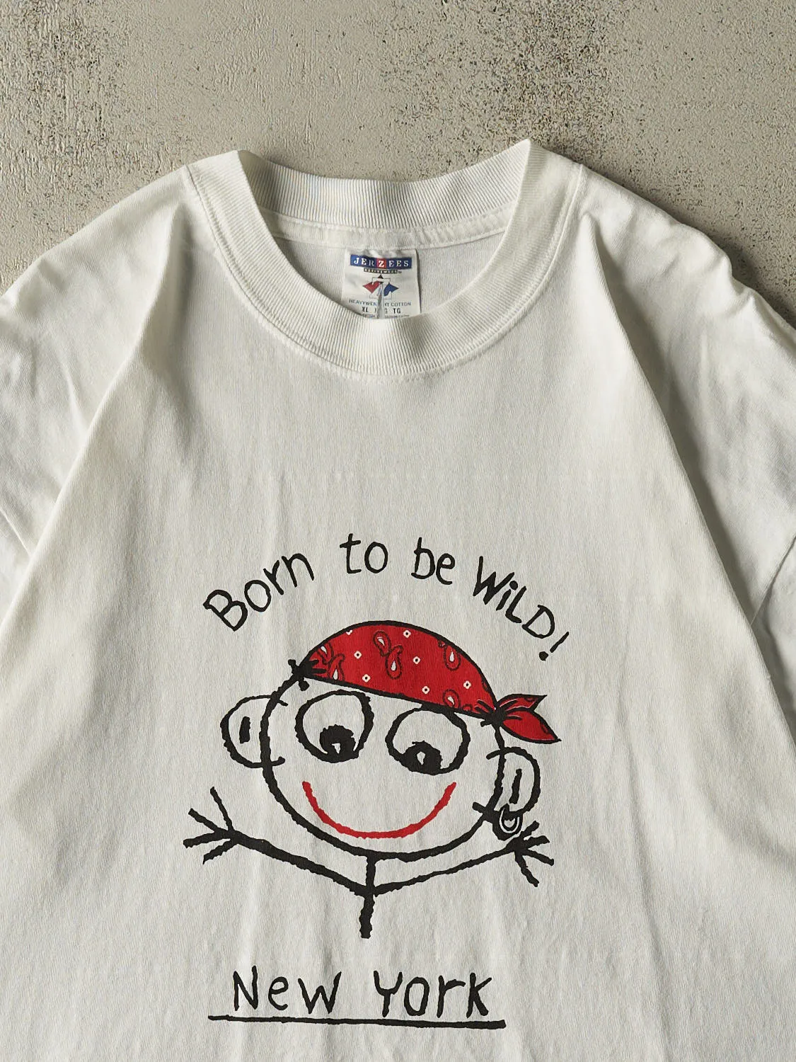 Vintage 90s White New York "Born To Be Wild" Tee (L/XL) sold by Rebalance Vintage product image thumbnail 2