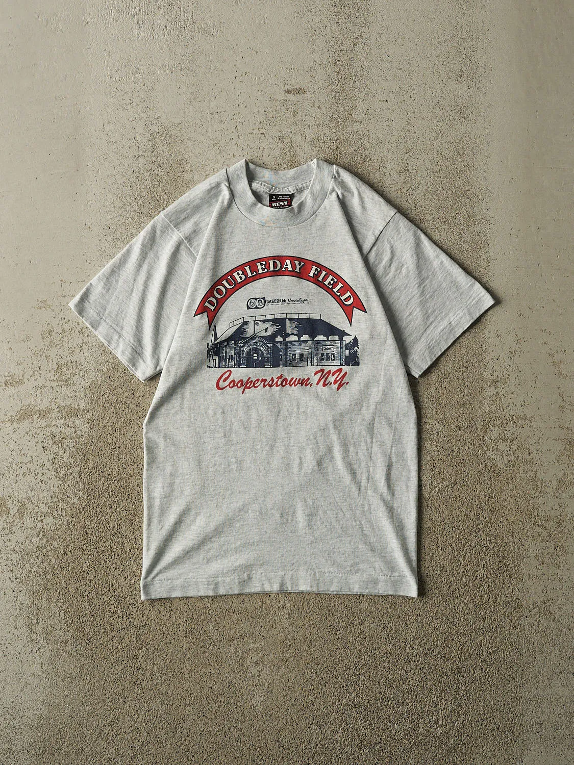 Vintage 80s Heather Grey Cooperstown New York Single Stitch Tee (XXXS/XXS) sold by Rebalance Vintage