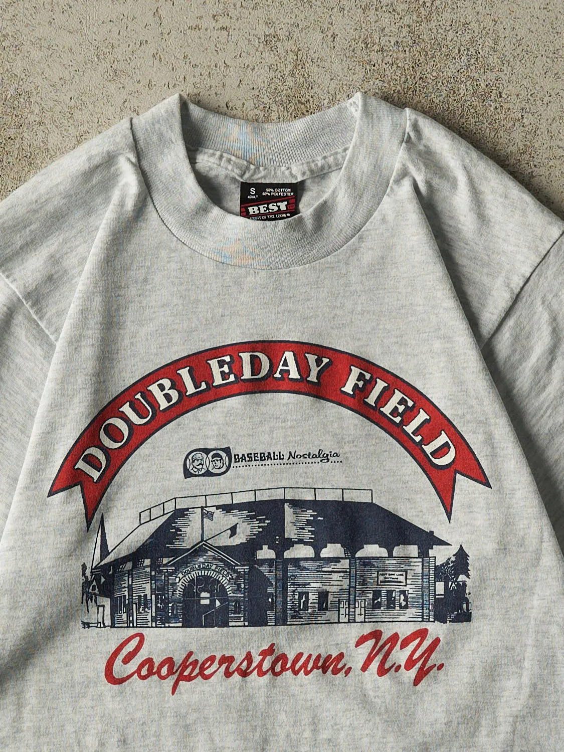 Vintage 80s Heather Grey Cooperstown New York Single Stitch Tee (XXXS/XXS) sold by Rebalance Vintage product image thumbnail 2