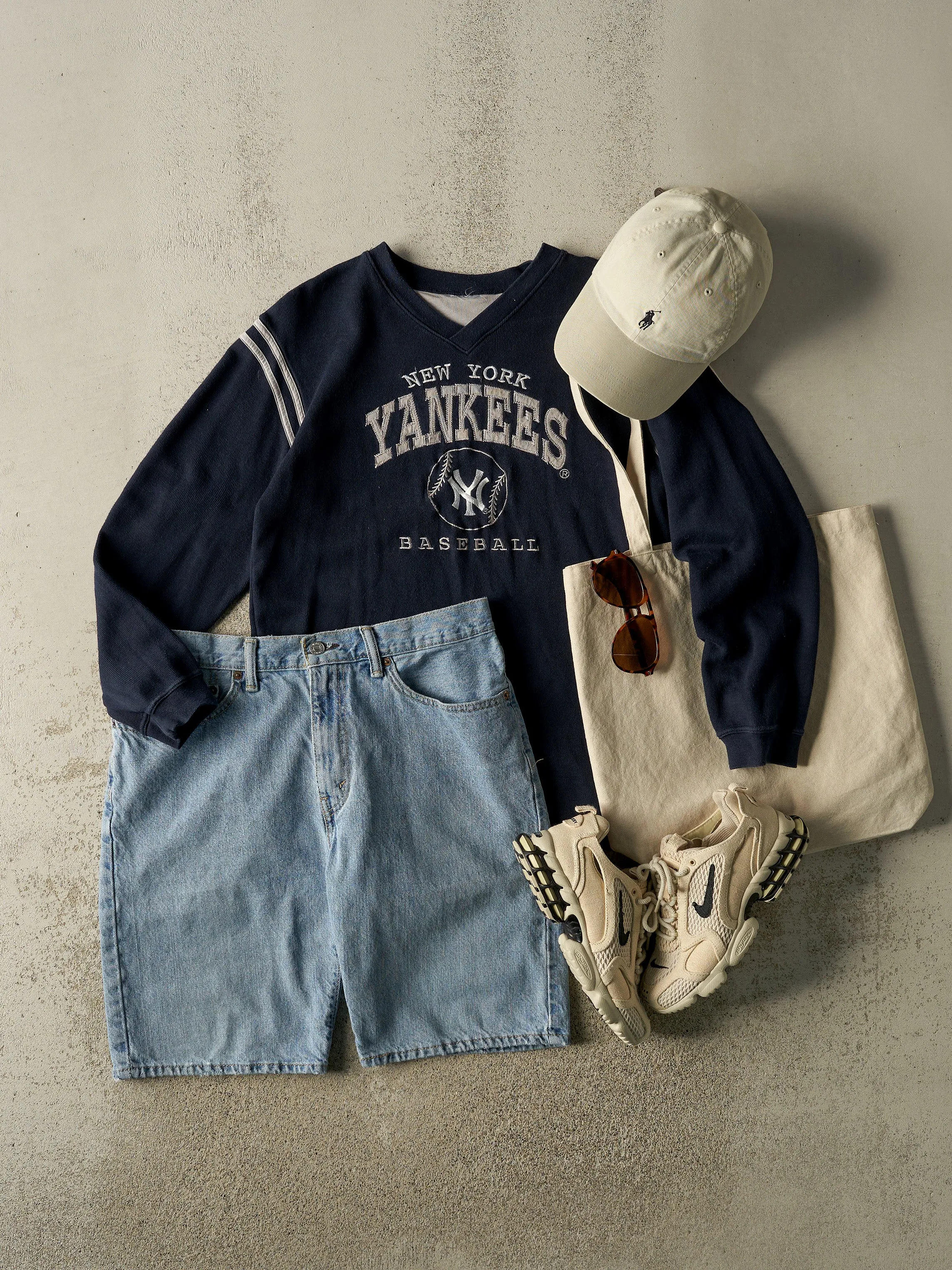 Vintage 90s Navy Blue New York Yankees Thermal Long Sleeve (S/M) sold by Rebalance Vintage product image thumbnail 2