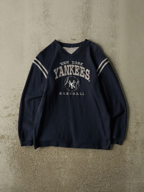 Vintage 90s Navy Blue New York Yankees Thermal Long Sleeve (S/M) made by Rebalance Vintage