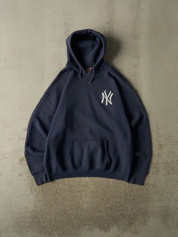 Vintage 90s Navy Blue New York Yankees Embroidered Hoodie (L/XL) made by Rebalance Vintage