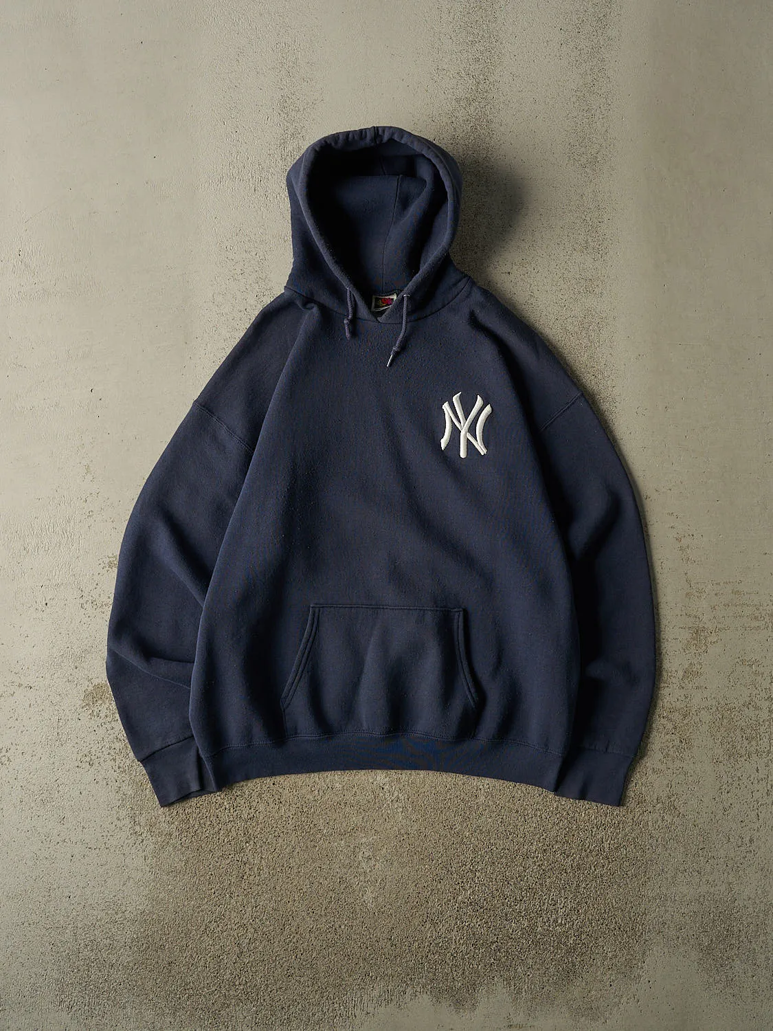 Vintage 90s Navy Blue New York Yankees Embroidered Hoodie (L/XL) sold by Rebalance Vintage