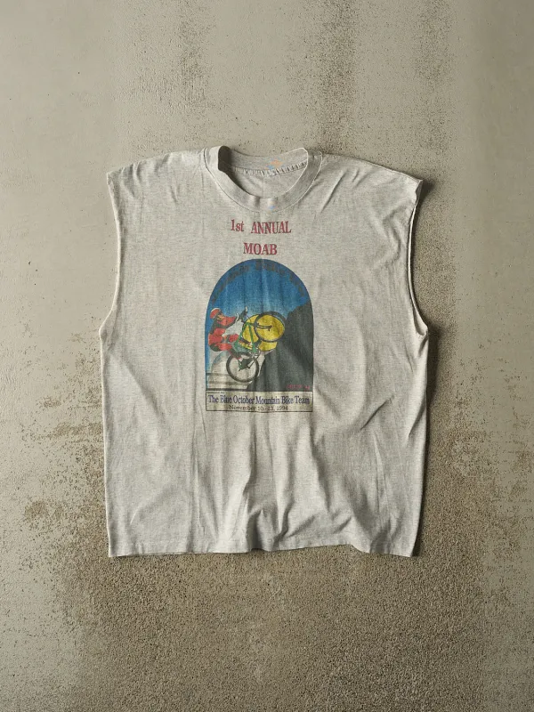 Vintage 94' Heather Grey MOAB Bike Team Cut Off Tank (L/XL) made by Rebalance Vintage