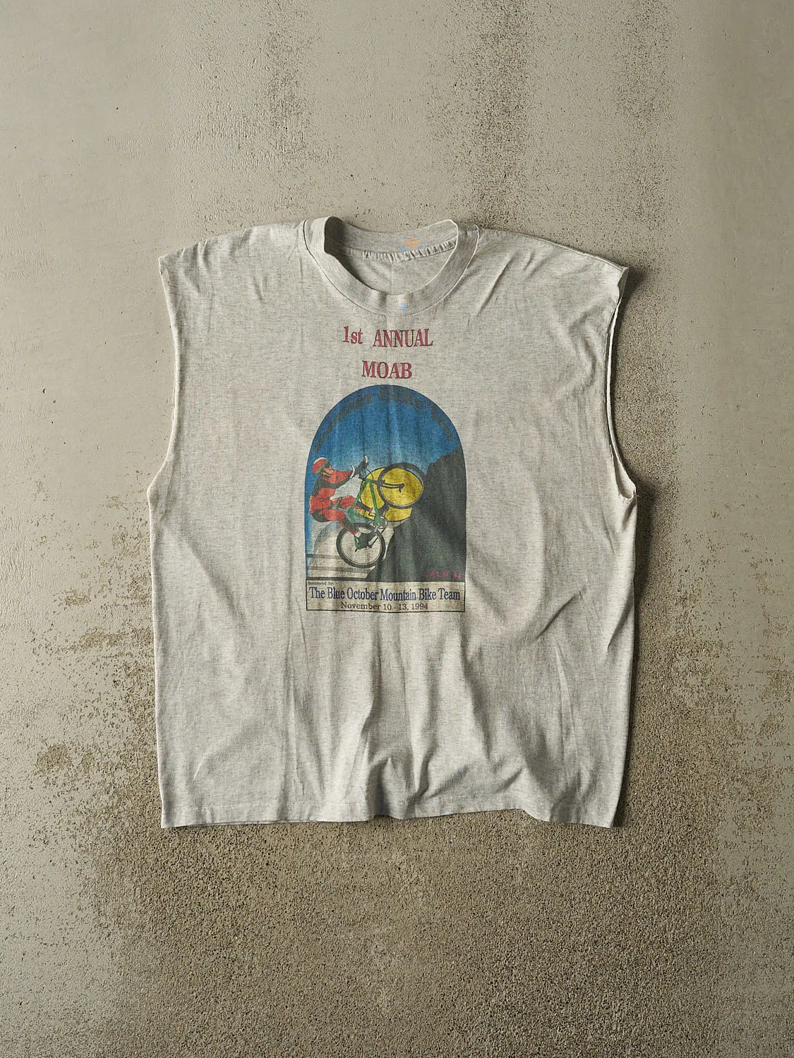 Vintage 94' Heather Grey MOAB Bike Team Cut Off Tank (L/XL) sold by Rebalance Vintage