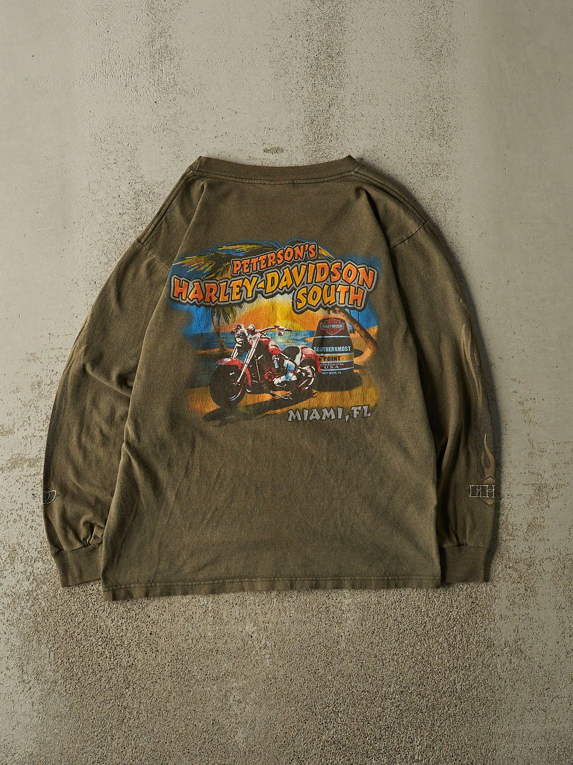 Vintage 07' Green Harley Davidson Miami FL Long Sleeve (M) sold by Rebalance Vintage product image thumbnail 3