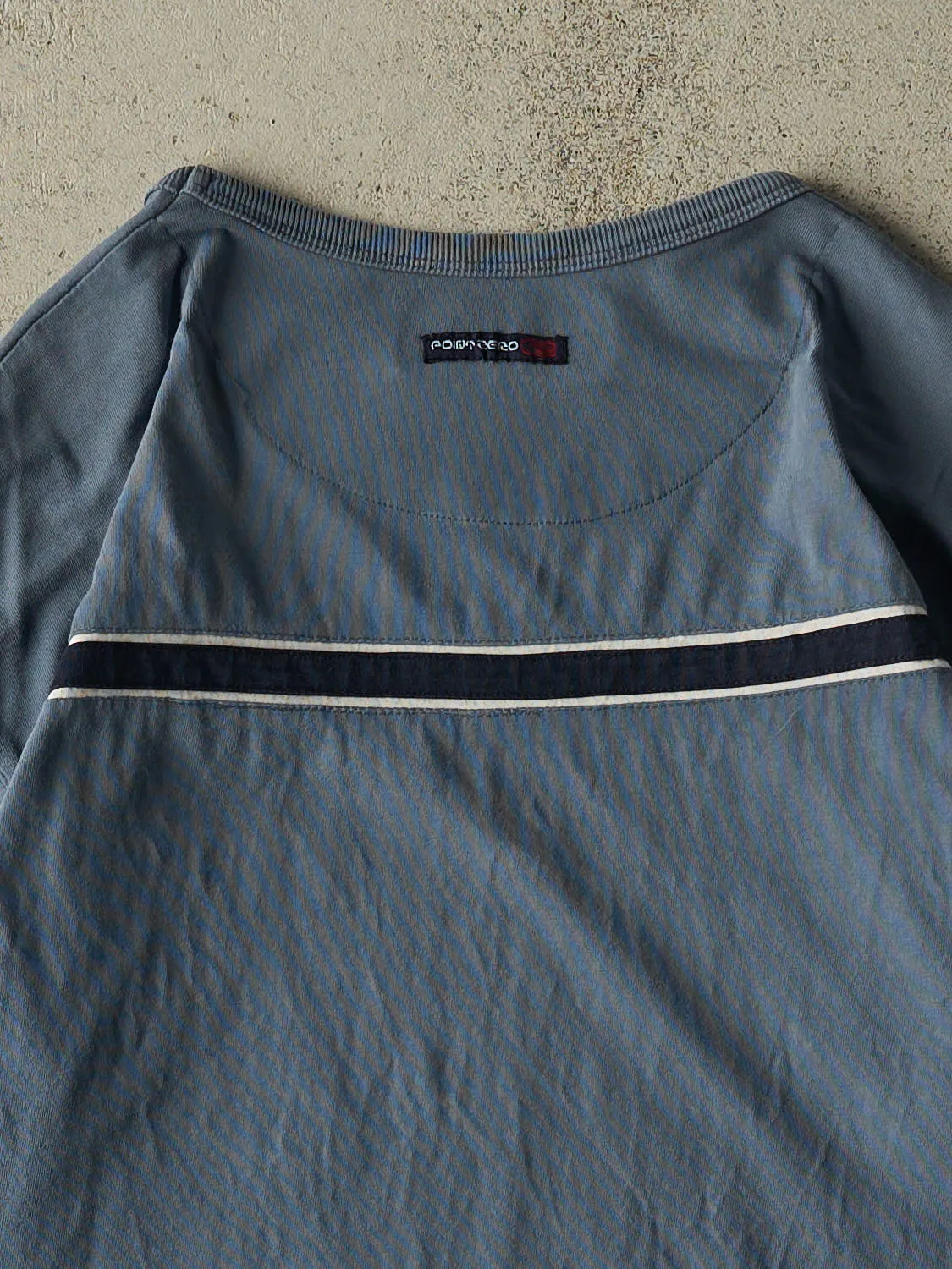 Vintage 90s Slate Blue Point Zero Striped Tee (L/XL) sold by Rebalance Vintage product image thumbnail 4
