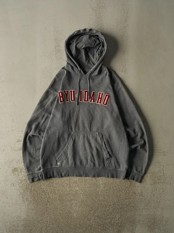 Vintage 90s Grey BYU Idaho Hoodie (L/XL) made by Rebalance Vintage