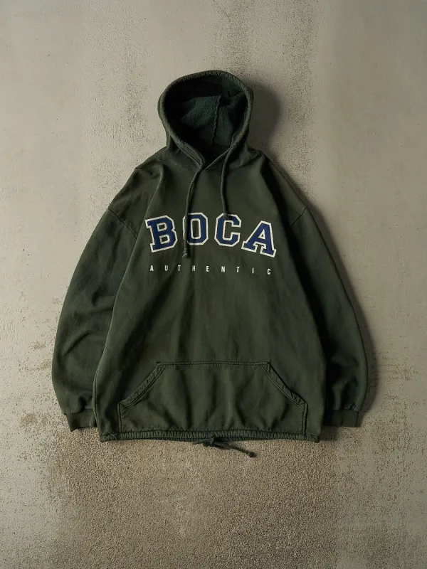 Vintage 90s Sun Faded Green Boca Hoodie (XL) made by Rebalance Vintage