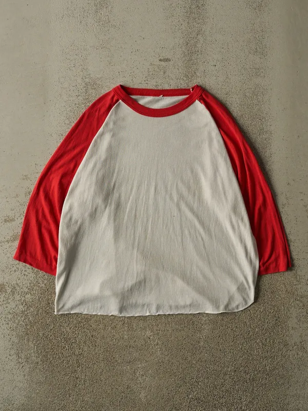 Vintage 80s White Raglan Long Sleeve (S/M) made by Rebalance Vintage