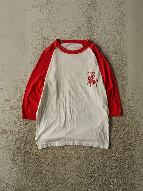 Vintage 70s White Raglan NADC Long Sleeve (S/M) made by Rebalance Vintage