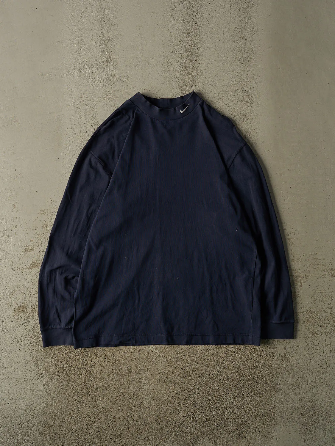 Vintage Y2K Navy Blue Nike Embroidered Mock Neck Long Sleeve (XL) sold by Rebalance Vintage