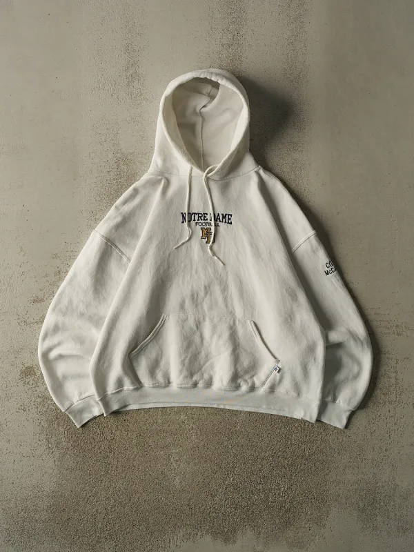Vintage 90s White University of Notre Dame Football Russell Athletic Hoodie (L) made by Rebalance Vintage