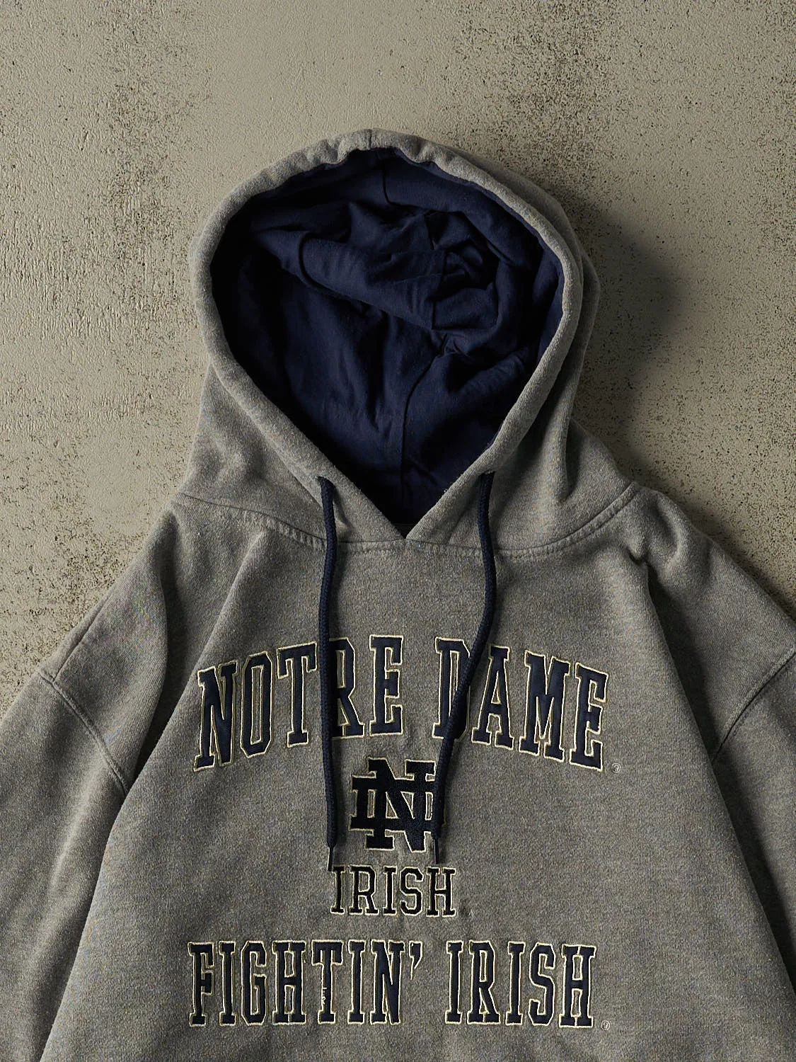 Vintage 90s Grey University of Notre Dame Hoodie (L) sold by Rebalance Vintage product image thumbnail 2